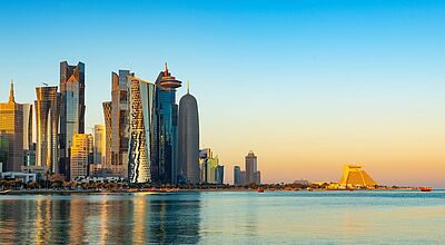 Skyline von Doha.  2023 ­besuchten  knapp 170.000  ­Deutsche Katar
